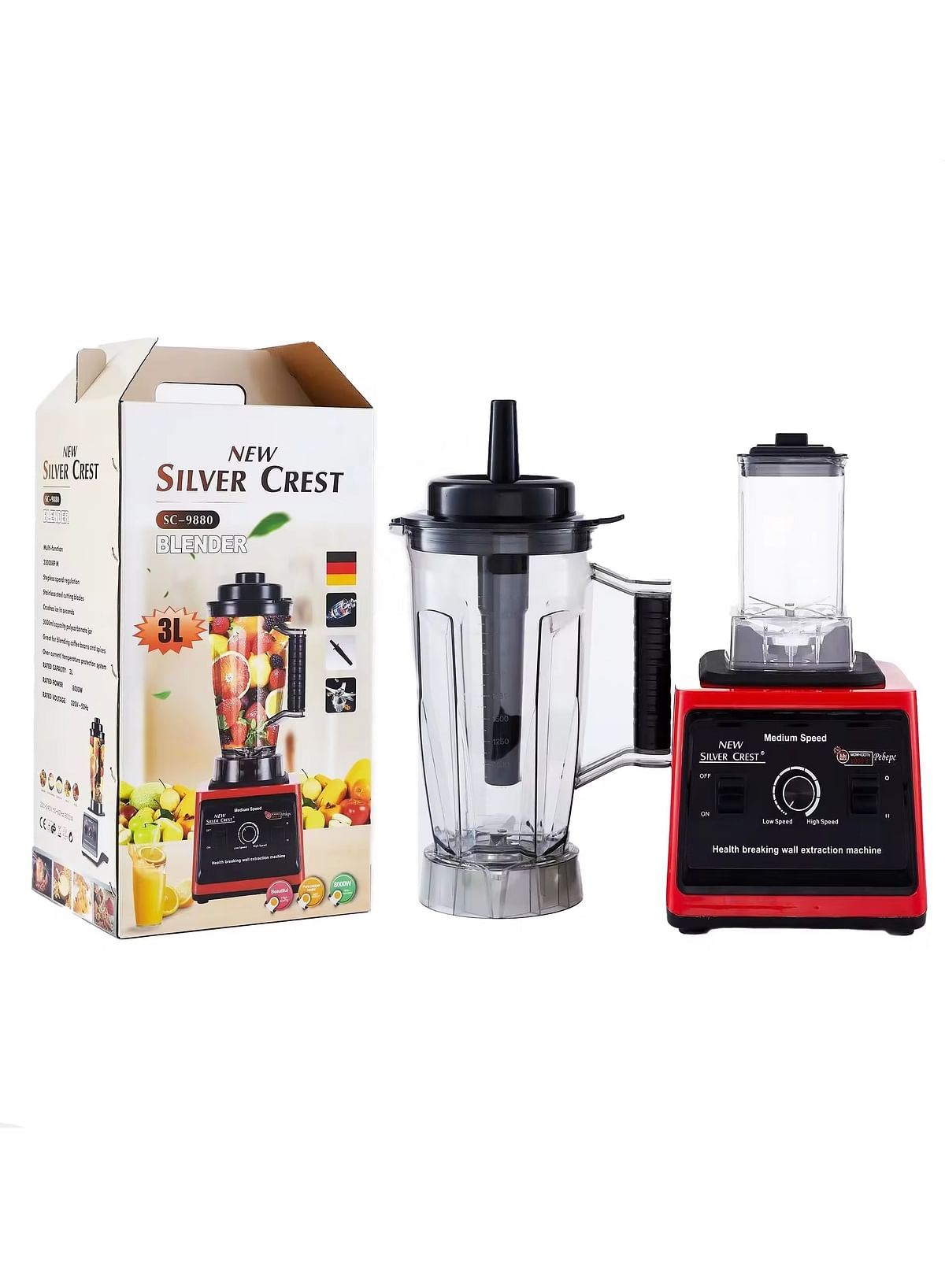 SILVER CREST Multifunctional, 2 In 1 Heavy Duty Blender, Transparent Jug,  Classy, Economical And Durable, 3 Liter  8000W-Multi Color