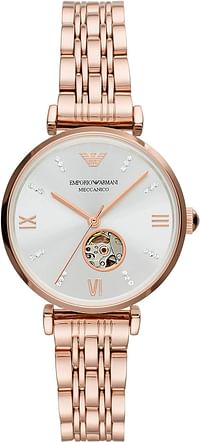 Emporio Armani Ar60023 Women's Stainless Steel Two-Hand Dress Watch 34 mm - Rose Gold