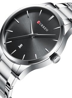 CURREN Men's Waterproof Simple Stainless Steel Band Casual Quartz Wrist Watch 8357 - 45 mm - Silver