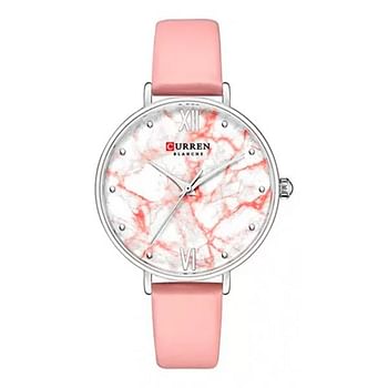 CURREN 9045 Creative Colorful Watches for Women Casual Analogue Quartz Leather Wristwatch Ladies Style - Pink & Silver