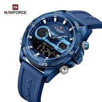 NaviForce NF9223 Men's Fashion Chronograph Digital Analog Luminous Silicon Strap Watch - Blue