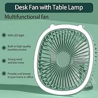 USB Desk Fan, Air Circulator Fan with Led Light, 3 Speeds Table Desktop Powered, Personal for Home, Bedroom, Office 2 in 1 and Charging Cable Powered Wall Mounted Fan Lamp random color
