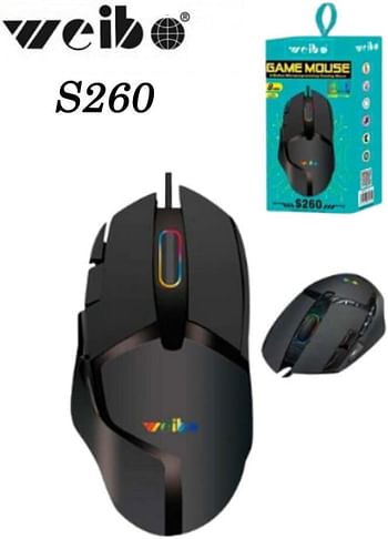 Weibo S260 8-Button Gaming Mouse, RGB Light, 8 Keys, DPI up to 3200, Ergonomic Design