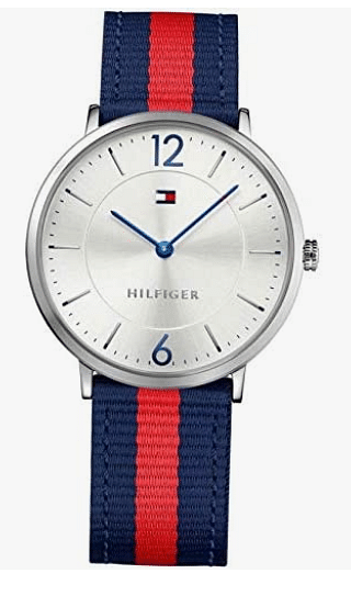 Tommy Hilfiger Ultra Slim Men's White Dial Nylon Band Watch - 1791328, Multicolour Band, Analog Display