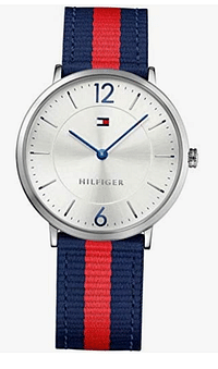 Tommy Hilfiger Ultra Slim Men's White Dial Nylon Band Watch - 1791328, Multicolour Band, Analog Display