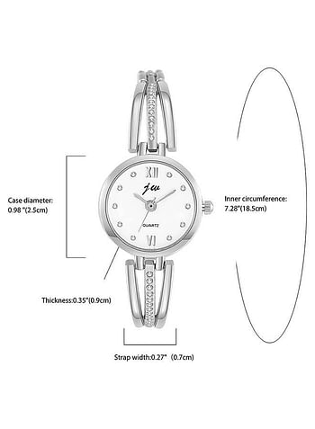 JW Women Bracelet Watch with Stainless Steel Round Dial and Quartz-Silver