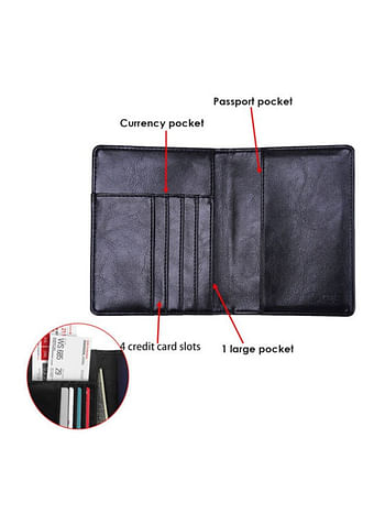 We Happy Travel Passport ID Card Wallet Holder Cover RFID Blocking Leather Purse Case Russia Black