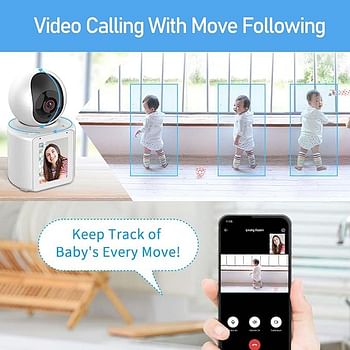 Smart Security Camera Two Way Remote Video Call 350°Rotational Wireless WiFi Camera with Night Vision Human and Motion Detection, Indoor plug-in Monitor with App for Elderly Baby Pet - White