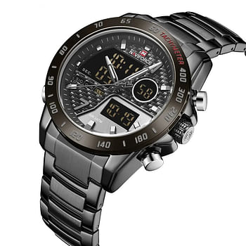 NAVIFORCE Men's Stainless Steel Analog & Digital Wrist Watch NF9171 B/GY/B - 45 mm - Black