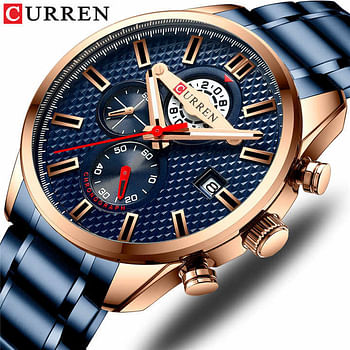 Curren 8352 ,Chronograph Watch Waterproof Men's New Gold Stainless Steel Luxury Military Watch for Men