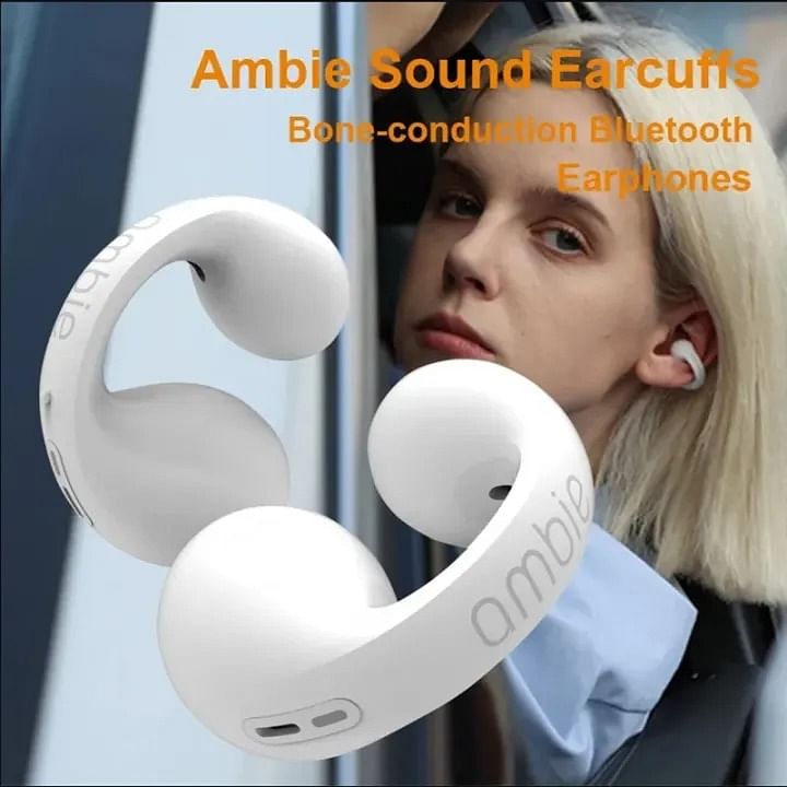 True Wireless Earbuds AM-TW01 AMBIE, Earcuffs Upgrade Pro Bluetooth Ear Clips - White