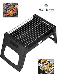 We Happy Portable BBQ Grill, Three Dimensional Ventilation Table Steel Barbecue Rack Folding for Backpacking, Picnics and Outdoor Camping, Black
