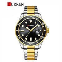 CURREN 8388 Original Brand Stainless Steel Band Wrist Watch For Men gold Silver