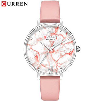 Curren 9045 Original Brand Leather Straps Wrist Watch For Women / Pink