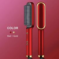 2 in 1 Professional Hair Straightener Brush For Girls , Electric Heated Comb , Anti Scald Straightening Brush , Iron Hair Brush , For Home Travel And Saloon Hair Straightener (RED COLOR)
