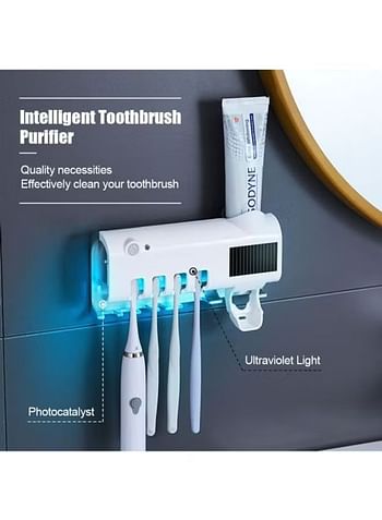 Wall Mounted UV Toothbrush Holder With Sterilizer Function White