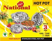 National Hot pot Casserole 3 pcs Set 1000 1500 2500