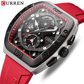 CURREN Men Rectangle Watch Brand Chronograph Wristwatch Big Case Sport Watches