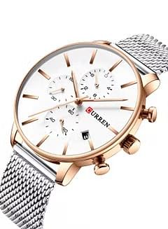 CURREN Men's Chronograph Waterproof Stainless Steel Mesh BAnd Casual Quartz Watch 8339 - 43 mm - Silver