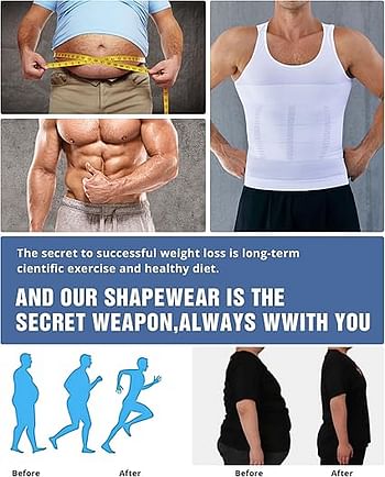 Men's Slimming Body Shaper Vest Gynecomastia Compression Shirts Compression Tank Top Tummy Control Shapewear for Men Large