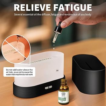 Flame Aroma Diffuser with Flame Light, Mist Humidifier Aromatherapy Diffuser with Waterless Auto-Off Protection for Spa Home Yoga Office Bedroom (Black)