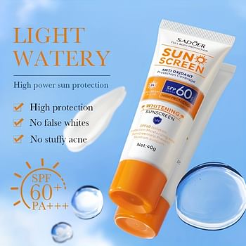 Sunscreen Whitening and Moisturizing Cream, Anti UVUVB, SFP 60 Sun Protection Cream - 40 g