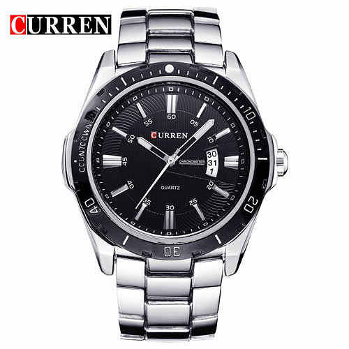 CURREN 8110 Original Brand Stainless Steel Band Wrist Watch For Men