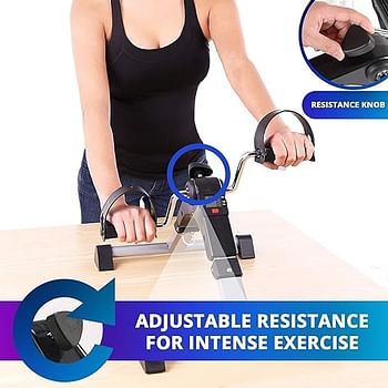 Mini Cycle Pedal Exerciser with Adjustable Resistance and Digital Display - Zorzel Suitable for Light Exercise of Legs & Arms, and Physiotherapy at Home