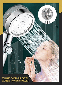 High Pressure 360 Degree Rotating Propeller Turbo Charge Shower Head Water Saving with Fan