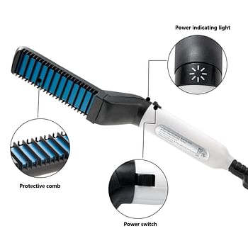 Quick Beard Straightener Comb White/Black/Blue