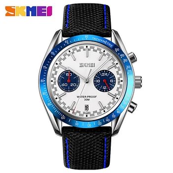 SKMEI Men Quartz Watch Waterproof Watch with Stopwatch Timing Fashion Casual Style For Men 9292 Blue-White