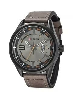 CURREN Men's Leather Analog Quartz Wrist Watch 8295 - 24 mm -Brown/Black