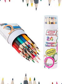 مجموعة أقلام رصاص سداسية مكونة من 24 لونًا للأطفال، مثالية لتعلم الرسومات والاستكشاف للأطفال