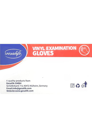 Gesalife Powder Free Vinyl Disposable Clear Gloves 100 Pcs  powder Free & Latex Free - Small