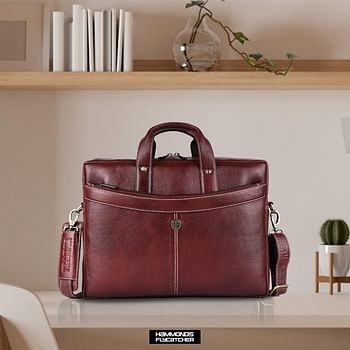 Hammonds Flycatcher Laptop Bag for Men - Leather Messenger Bag for Office - Fits up to 16 Inch Laptop - Shoulder Bag with Multiple Compartments - LB122BR RI9V - Brown