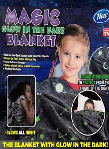 Magic Glow in The Dark Blanket Throw - Grey