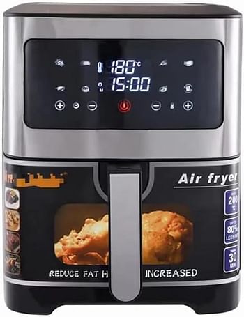 SLIVER CREST Air Fryer 3 Vision with Clear Window and Internal Light 10L Air Fry Roast Bake Dehydrate Reheat 6 Presets 2200 Watts KQZX08 - Sliver