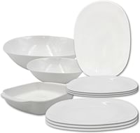 Danny home Opalware Portable 10 Pcs Dinnerware set Dinner plate, Soup plate, Salad bowl, Serving bowl, Serving Plate, Grill Tray Eco-friendly Safe to use, Dishwasher safe (Round Oval)