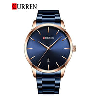 CURREN Original Brand Stainless Steel Band Wrist Watch For Men 8357 Blue Rose