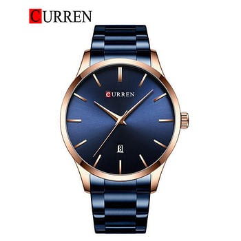 CURREN Original Brand Stainless Steel Band Wrist Watch For Men 8357 Blue Rose