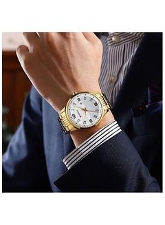 Stainless Steel Men's Quartz Watch with Calendar 8411 Gold.