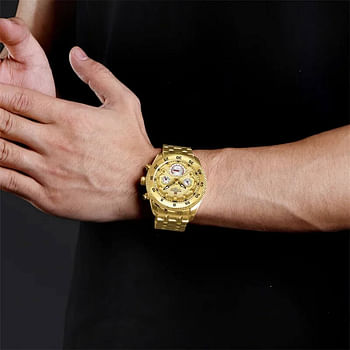 NAVIFORCE 9222 Luxury Multi-Function Classic Men's Watches Fashion Quartz Wrist Watch Golden