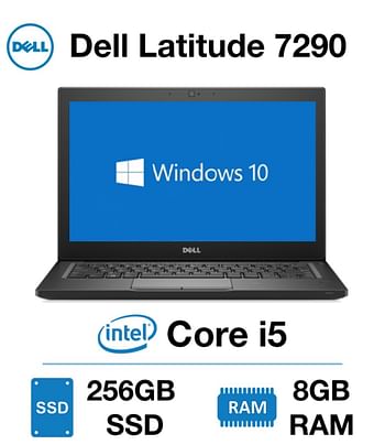 Dell Latitude 7290, Core i5-8th Gen, 8GB RAM, 256GB SSD, 12.3", HDMI, Camera, WiFi, Card Reader, Backlit KB, Black