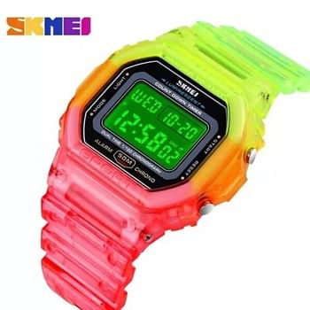 SKMEI 1622 Fashion Cool Girls Watches Electroplated Case Transparent Strap Lady Women Digital Wristwatch