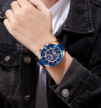 Skmei 9270 Moon Phase Silicone Sports Quartz Watch Men Chronograph Waterproof Wrist Watch.