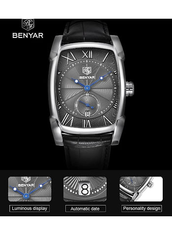 Benyar Chronograph Leather Strap Quartz Men Wristwatch