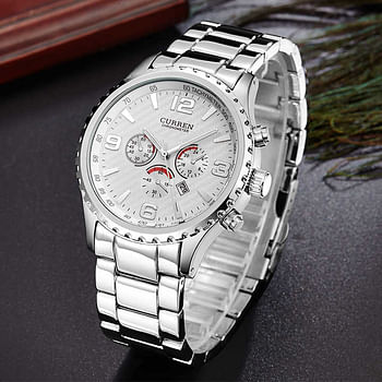 CURREN 8056 Original Brand Stainless Steel Band Wrist Watch For Men