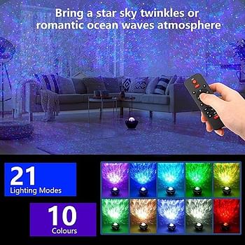 LED Galaxy Projector Ocean Wave LED Night Light Music Player Remote Rotating Star Night Light Luminaria for Kid Bedroom Lamp