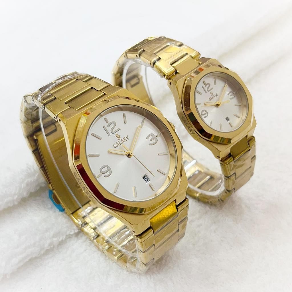 Galaxy 2371 Waterproof Quartz  Analog Couple Watch Set.