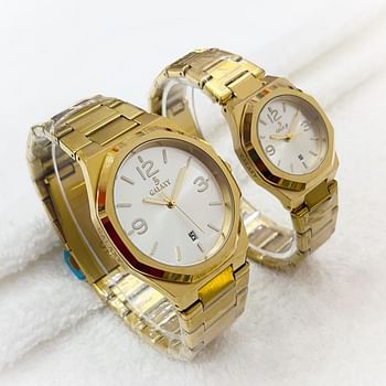 Galaxy 2371 Waterproof Quartz  Analog Couple Watch Set.